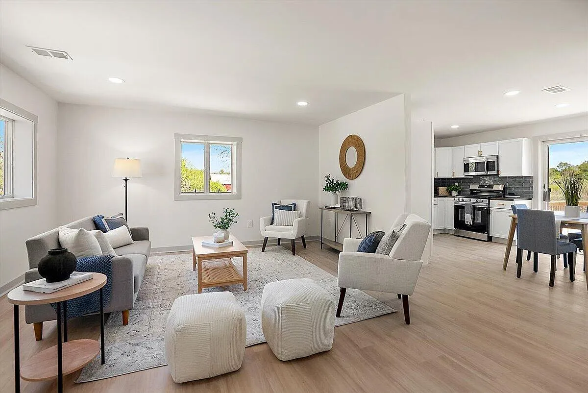 Completed open living and kitchen in a finished residence